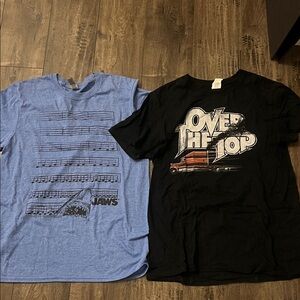 Set of 2 tees 1980s - Jaws and Over the Top - sz Medium.